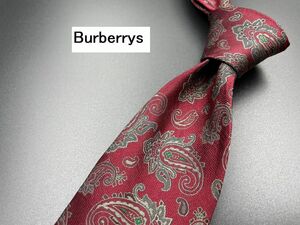 【超美品】Burberrys　バーバリー　ペイズリー柄　ネクタイ　3本以上送料無料　ワインレッド　0204268