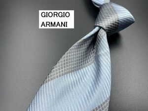 【超美品】GIORGIO ARMANI　アルマーニ　レジメンタル柄　ネクタイ　3本以上送料無料　ブルー　0204202