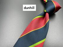 【超美品】dunhill　ダンヒル　ロゴ＆レジメンタル柄　ネクタイ　3本以上送料無料　ワインレッド系　0204077_画像1