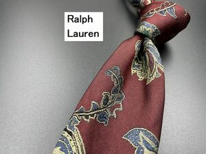 【超美品】Ralph Lauren　ラルフローレン　花柄　ネクタイ　3本以上送料無料　ワインレッド　0204185