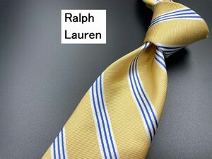 【超美品】Ralph Lauren　ラルフローレン　レジメンタル柄　ネクタイ　3本以上送料無料　イエロー　0204160