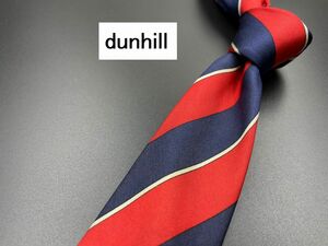 dunhill　ダンヒル　ロゴ＆レジメンタル柄　ネクタイ　3本以上送料無料　ワインレッド系　0204119