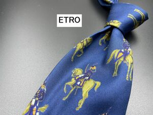 ETRO　エトロ　乗馬柄　ネクタイ　3本以上送料無料　ネイビー　0204165