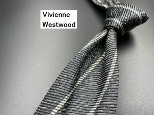 【美品】ViviennWestwood　ヴィヴィアンウエストウッド　ロゴ＆レジメンタル柄　ネクタイ　3本以上送料無料　グレイ　0204270
