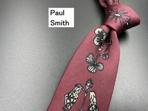 【美品】PaulSmith　ポールスミス　花柄　ネクタイ　3本以上送料無料　ワインレッド　0204180