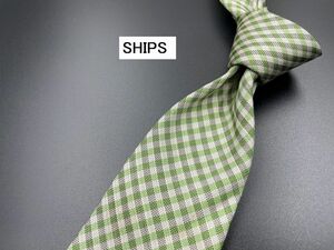 【美品】SHIPS　シップス　チェック柄　ネクタイ　3本以上送料無料　グリーン系　0204218