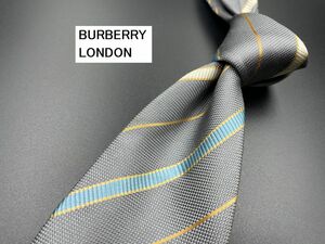 【美品】BURBERRY LONDON　バーバリーロンドン　レジメンタル柄　ネクタイ　3本以上送料無料　グレイ　0205084