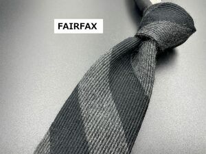 【超美品】FAIRFAX　フェアーファックス　レジメンタル柄　ネクタイ　3本以上送料無料　ブラックグレイ　ナロータイ　0205082