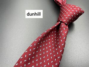 【超美品】dunhill　ダンヒル　シャドーロゴ＆ドット柄　ネクタイ　3本以上送料無料　ワインレッド　0205046