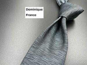 【超美品】Dominique France　ドミニクフランス　スリークラウン　刺繍柄　ネクタイ　3本以上送料無料　グレイネイビー　0205148