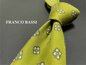 【超美品】FRANCO BASSI　フランコバッシ　花柄　ネクタイ　3本以上送料無料　グリーン