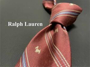 【超美品】Ralph Lauren　ラルフローレン　レジメンタル柄　ネクタイ　3本以上送料無料　ピンクブラウン