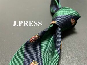 【超美品】JPRESS　ジェイプレス　レジメンタル柄　ネクタイ　3本以上送料無料　グリーン　ジュニア