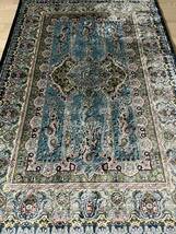 イラン産　高級ペルシャ絨毯　総シルク　手織り　最高峰225万ノット　101×152cm #16_画像1