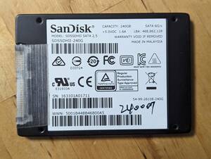　SanDisk内蔵ハードディスクSSD 240GB【動作確認済み】240007　