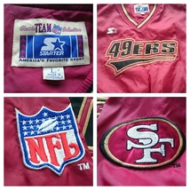 ☆良品☆ STARTER NFL 49ERS フォーティーナイナーズ Vネック プルオーバー ナイロンジャケット エンジ サイズL_画像3