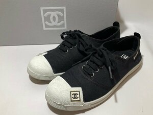 【5k111274】CHANEL シャネル スニーカー サイズ36 約23cm レディース キャンバス ブラック×ホワイト