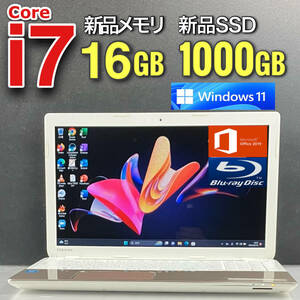 Windows11Pro★驚速i7★【新品SSD1TB(1000GB)/新品メモリ16GB】Core i7-3.40GHz/Office2019 H&B/Blu-ray/Bluetooth/ONKYO製スピーカー