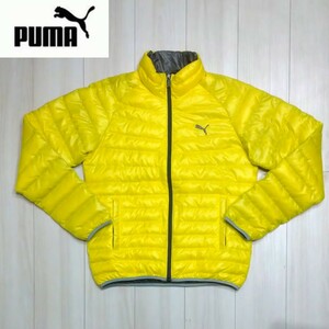 美品 PUMA ダウンジャケット M メンズ 軽量 ライト イエロー ブルゾン プーマ ゴルフ