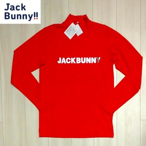新品 JACK BUNNY by PEARLY GATES モックネックシャツ 6 メンズ LL O レッド 長袖 ポロシャツ パーリーゲイツ ゴルフ
