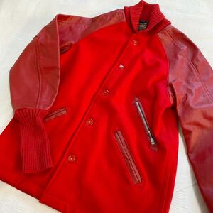 [ прекрасный товар ][USA производства ]SKOOKUMs Koo cam * куртка кожаный жакет шерсть × кожа красный телячья кожа размер 36 кожа ягненка y24022812
