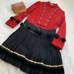 KEITA MARUYAMA Keita Maruyama * One-piece пальто чёрный красный золотой платье для торжеств форма плиссировать шерсть костюм размер 1 y24022823