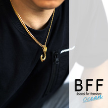BFF ブランド フィッシュフックネックレス ダブル喜平 6面カット 釣り針 ステンレス 18K GP ゴールド 金色 専用BOX_画像5