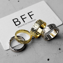 BFF ブランド プルメリア 幅4mm 平打リング ゴールド 18K GP 金色 マイレ 手彫り 専用BOX付属 (9号)_画像5