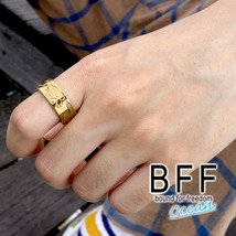 BFF ブランド タートル 幅8mm 平打リング ゴールド 18K GP 金色 ウミガメ 手彫り 専用BOX付属 (19号)_画像6