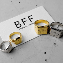 BFF ブランド タートル 印台リング スモール 小ぶり ゴールド 18K GP 金色 四角 手彫り 専用BOX付属 (19号)_画像5