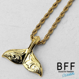 BFF ブランド ホエールテールネックレス シルバー925 ネックレス ゴールド 18K GP 専用BOX (60cmチェーン)