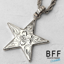 BFF ブランド スターネックレス シルバー 銀色 プルメリア 星 彫金 手彫り 専用BOX付属 (45cmチェーン)_画像1