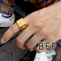BFF ブランド パームツリー 印台リング ラージ ごつめ ゴールド 18K GP 金色 四角 手彫り 専用BOX付属 (16号)_画像8