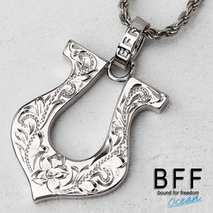 BFF ブランド ホースシューネックレス シルバー925 シルバー 銀色 馬蹄 手彫り 専用BOX付属 (50cmチェーン)