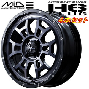 MARUKA MID NITRO POWER H6 SLUG ホイール4本Set ブラッククリア/ピアスドリルド 6.5J-17インチ 4穴/PCD100 インセット+45