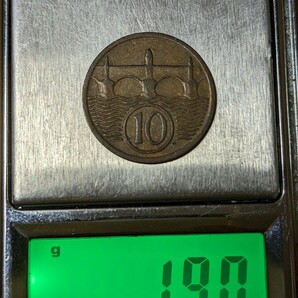 チョコスロバキア 10ヘラー青銅貨 1927年  【美銅貨】  玉ちゃんNo.3085の画像3