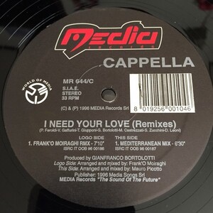 CAPPELLA - I NEED YOUR LOVE (FRANK'O MOIRAGHI RMX, MEDITERRANEAN MIX)