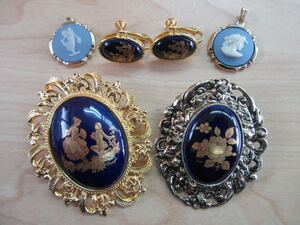  B9 LIMOGES リモージュ WEDG WOOD ウェッジウッド ブローチペンダントトップ など ヴィンテージ アクセサリー 大量 まとめ売り まとめ TIA