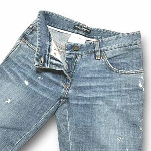  Dolce and Gabbana повреждение обработка распорка metal Logo Denim брюки джинсы размер 38