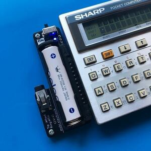 SHARP ポケコン用 外部バッテリー + カセットインターフェース (CTIA専用ケーブル付き) ★CR2032電池使用機種対応★#24-2