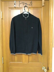 【中古美品】バーバリーブラックレーベル.ブラック (BURBERRY BLACK LABEL )長袖 ニット カーディガン ジャケット 黒