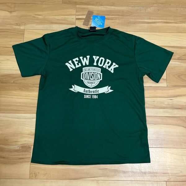 速乾性　ニューヨーク　ロゴTシャツ 　サイズLL　グリーン