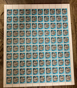 【未使用切手シート】1973年 (S48) 年賀切手 色絵土器皿 未使用10円切手100枚　1シート