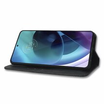 motorola Moto g52j 5G用本革風 PUレザー TPU 手帳型 保護ケース スタンド機能 マグネット付 カード入れ付 茶_画像9