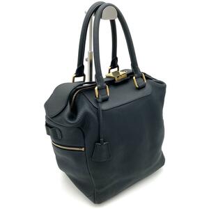 302 ★1円スタート★ 極美品 CELINE セリーヌ ハンドバッグ レザー ネイビー ゴールド金具 フィービー期 メンズ レディース