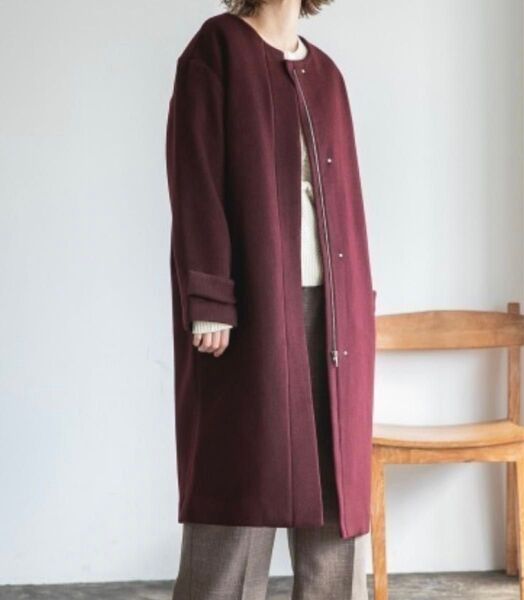 apart by lowrys casheep クルーネックノーカラーコート チェスターコート ロングコート