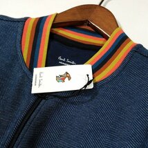 新品 1円～ ポールスミス ジップアップジャケット アーティストストライプリブ LL(XL) ブルー ヘリンボーン Paul Smith メンズ 【3039】_画像9