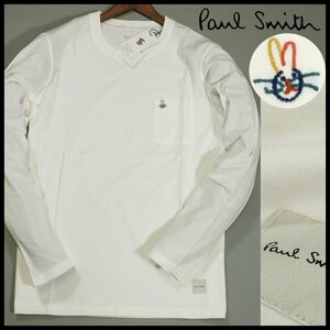 新品 1円～ ポールスミス L 白 Paul's Rabbit(ポールズラビット) 長袖カットソー ロンＴ オーガニックコットン Paul Smith メンズ 【2986】