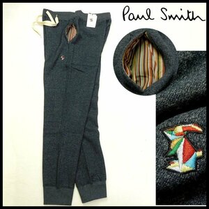 新品 1円～ 秋冬 ポールスミス ジョガーパンツ M 紺 マルチストライプ&マルチラビット刺繍 裏起毛 Paul Smith メンズ 【B2918】