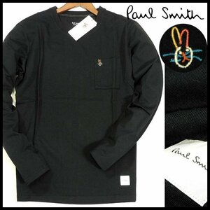 新品 ポールスミス 長袖カットソー L 黒 Paul's Rabbit(ポールズラビット) ロンＴ オーガニックコットン Paul Smith メンズ【2985a】